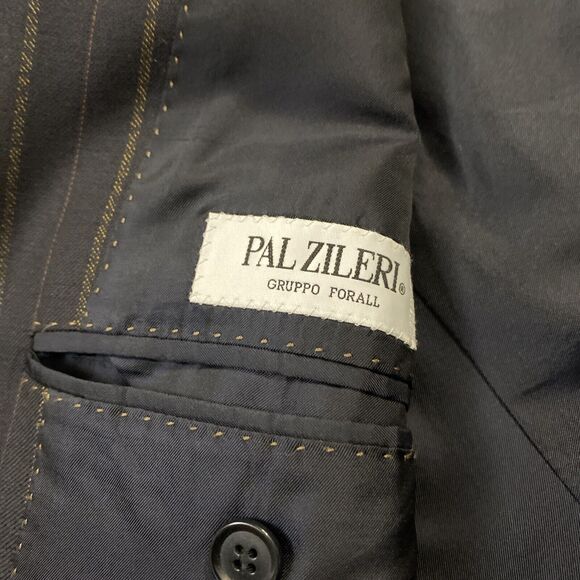 Pal Zileri Brown Pinstriped 100% Wool 2 Pc Suit Jacket Pants See Photos - Picture 2 of 16